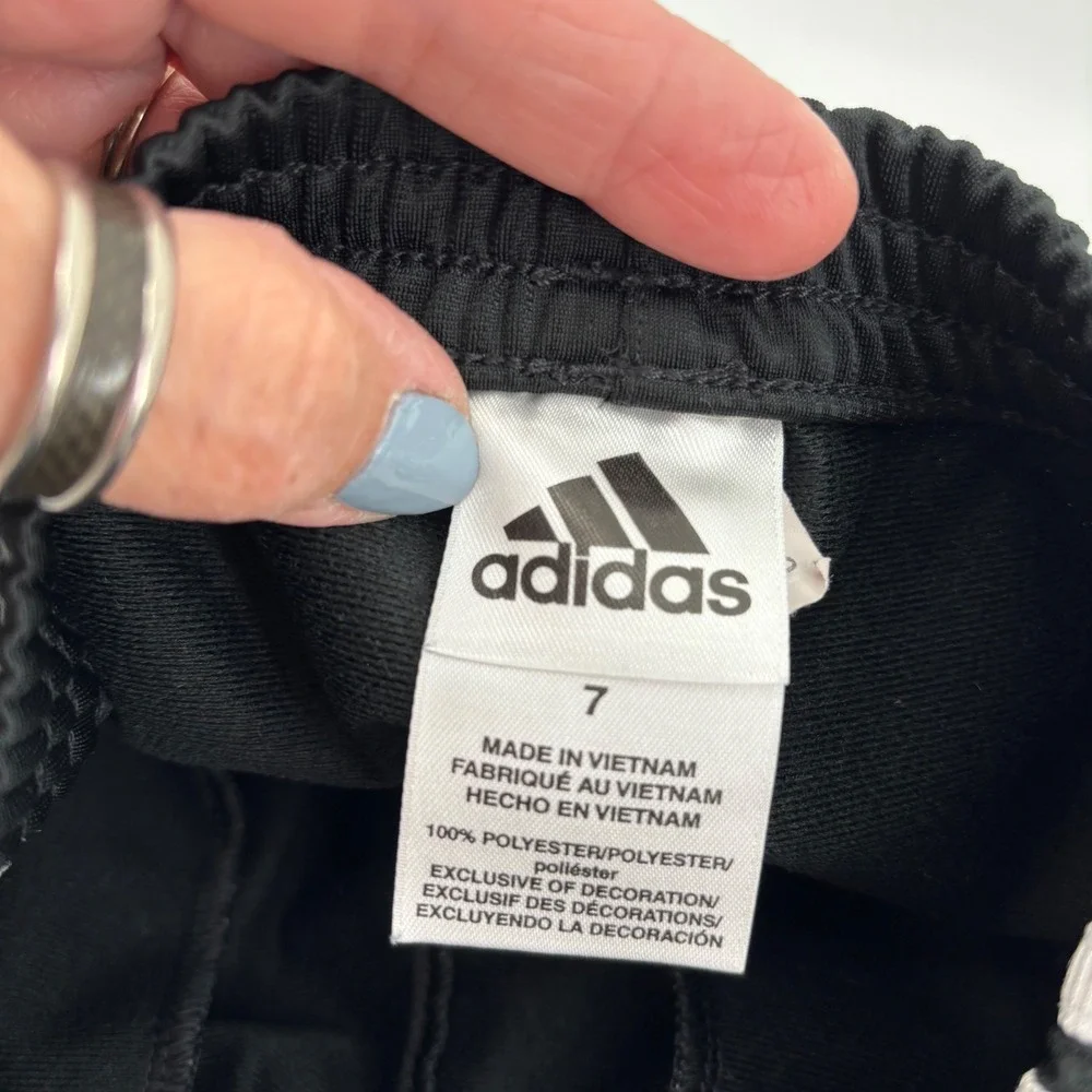 Adidas Kids Tracksuit Set Size 7X Black White 3-Stripe Full‎ Zip Jacket Pants
